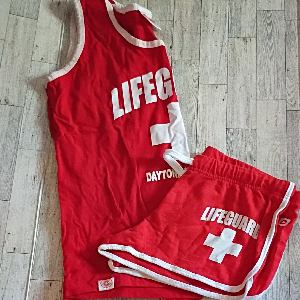 LIFEGUARD TANK & SHORTS WOMENS SIZE M Top XL Shorts GUC